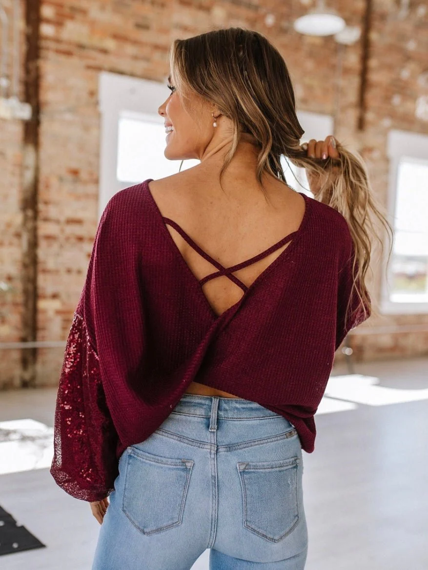 Twisted Sequin Sleeve Top - Image 5