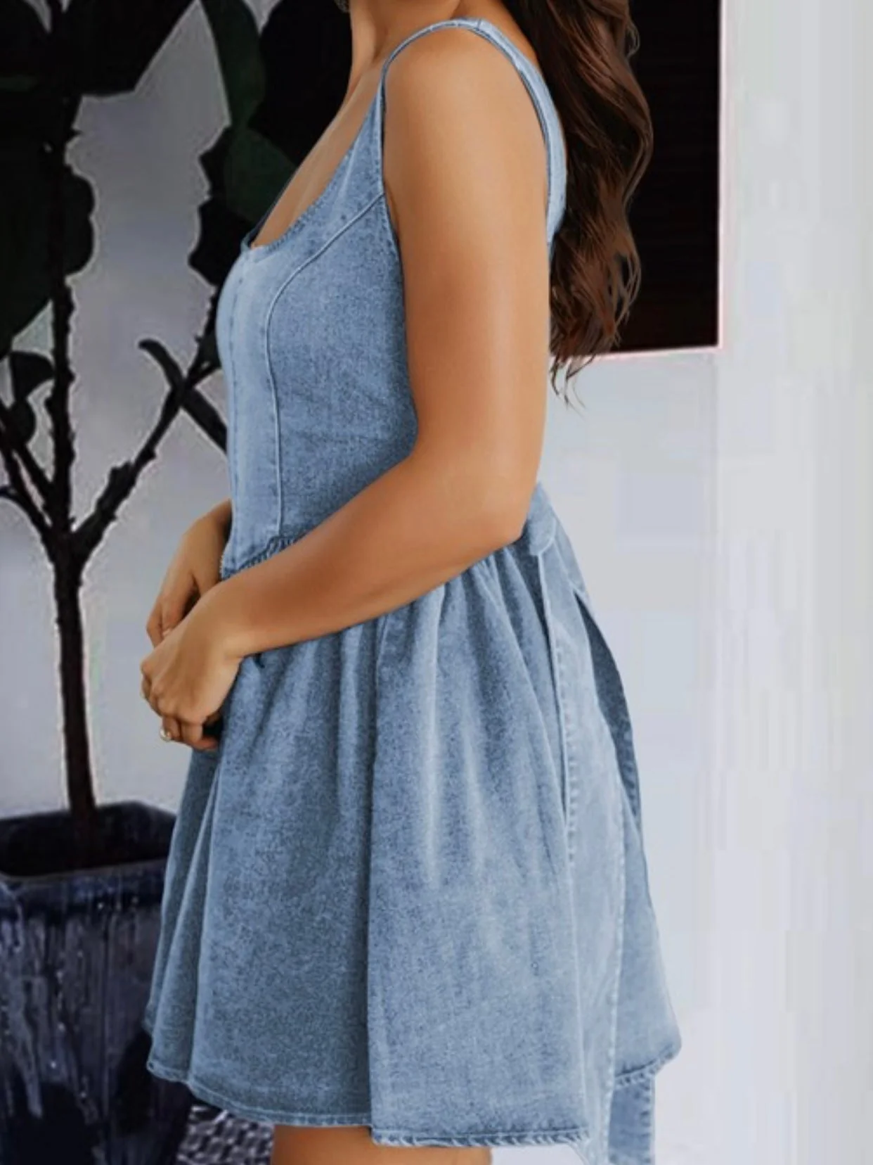 Back Bow Beauty Denim Dress - Image 3