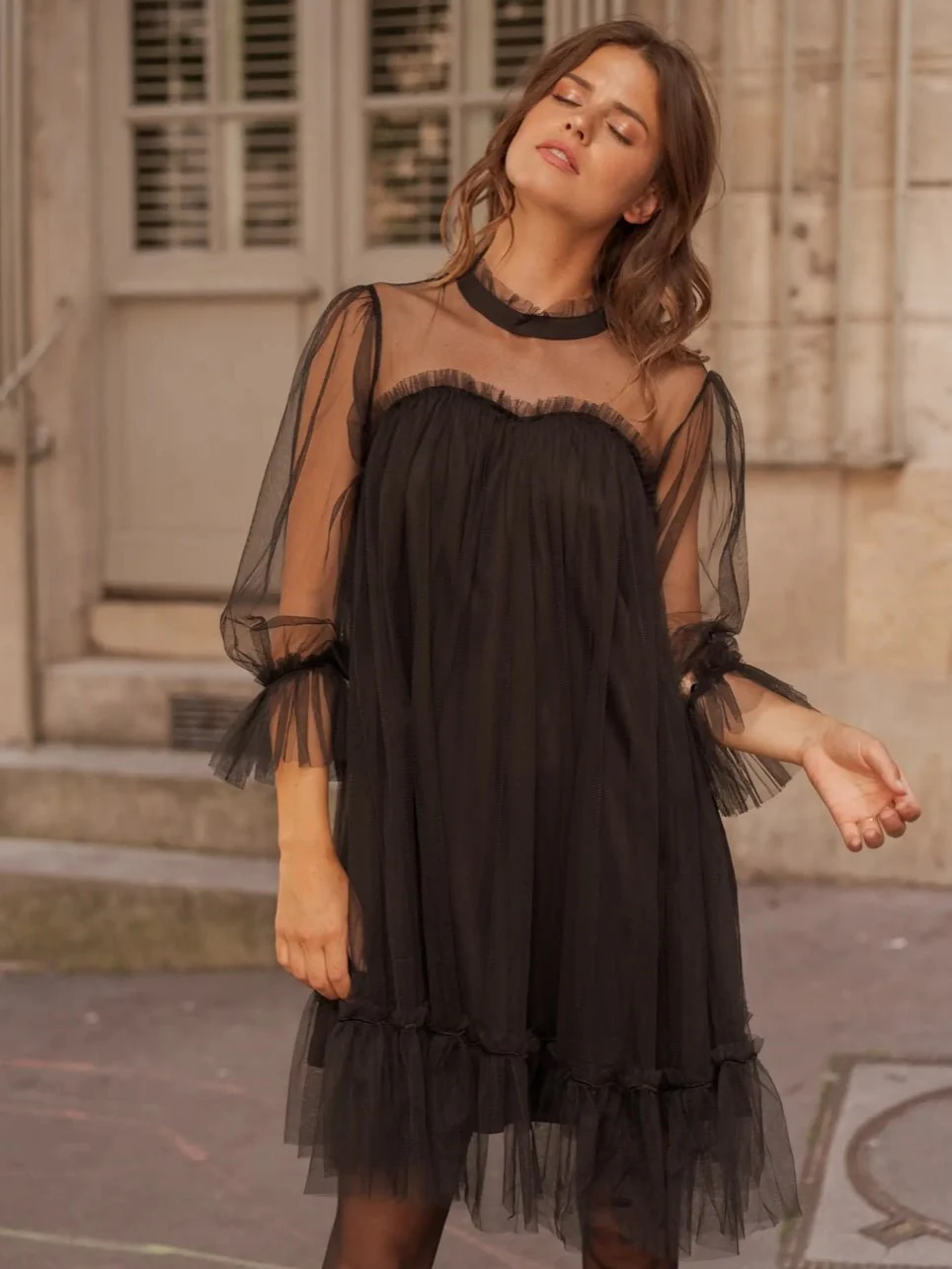 Bardot Tulle Mini Dress - Image 14
