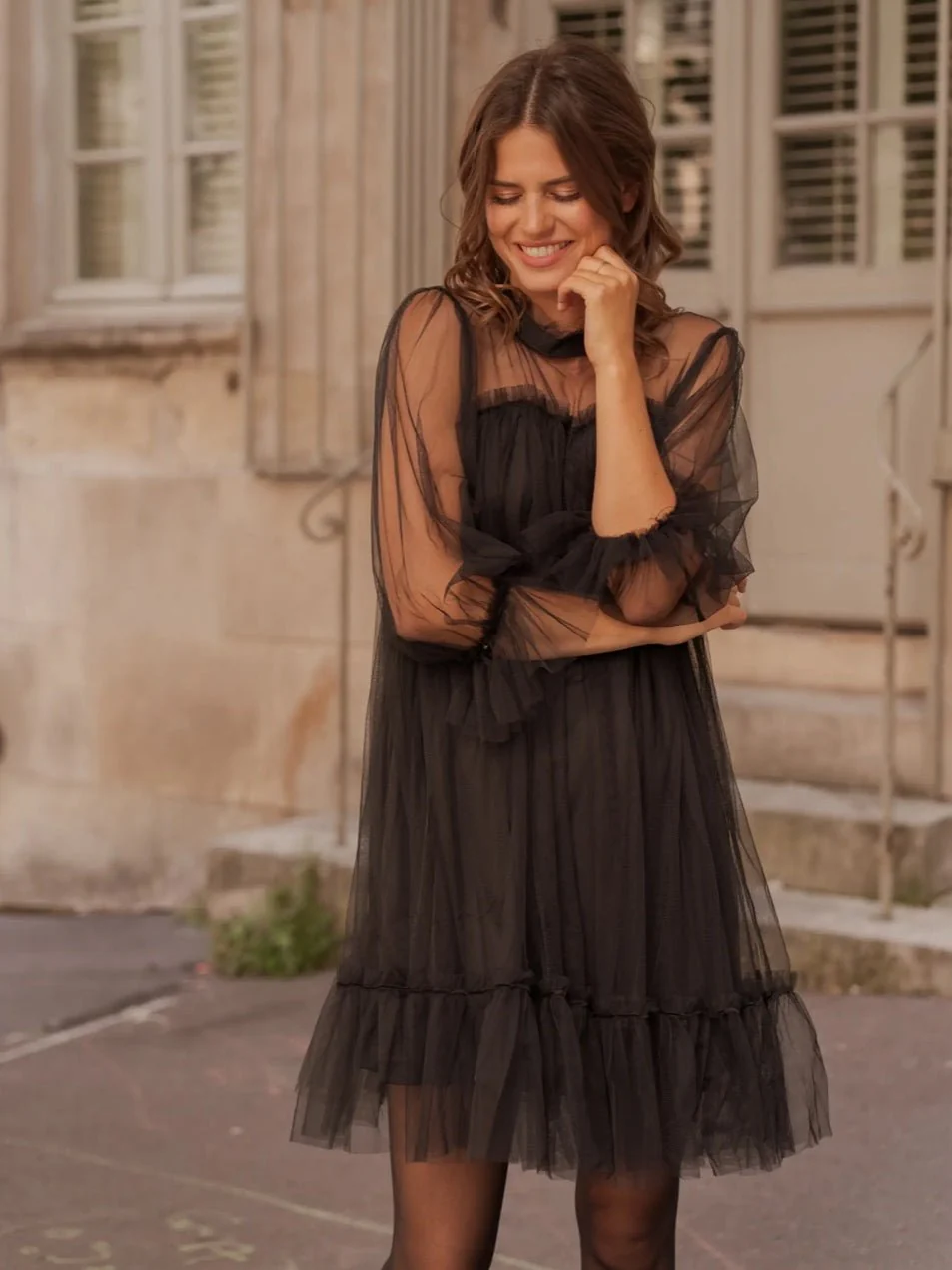 Bardot Tulle Mini Dress - Image 5
