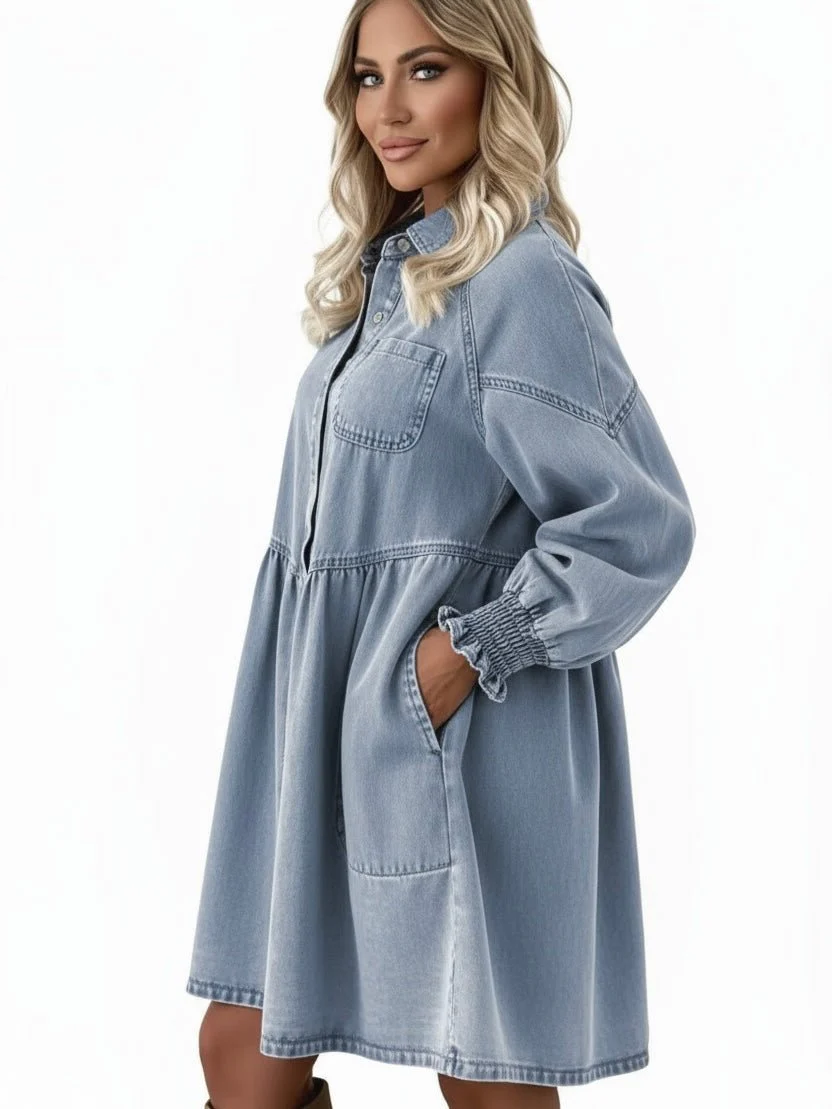 Harper Denim Shirt Dress - Image 3