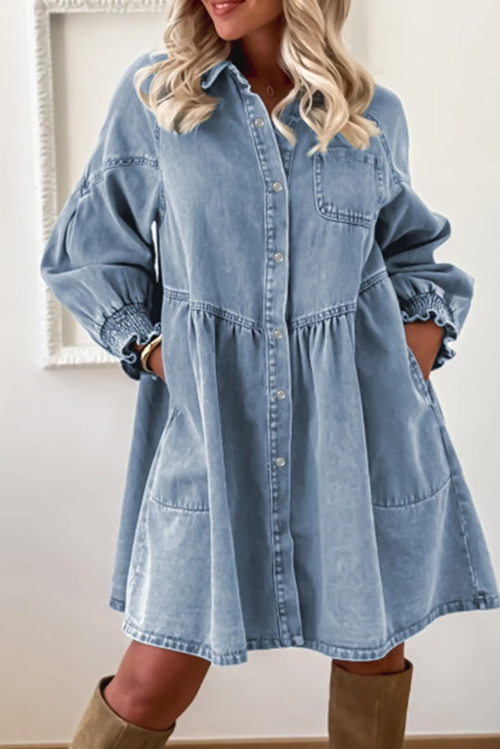 Harper Denim Shirt Dress - Image 5
