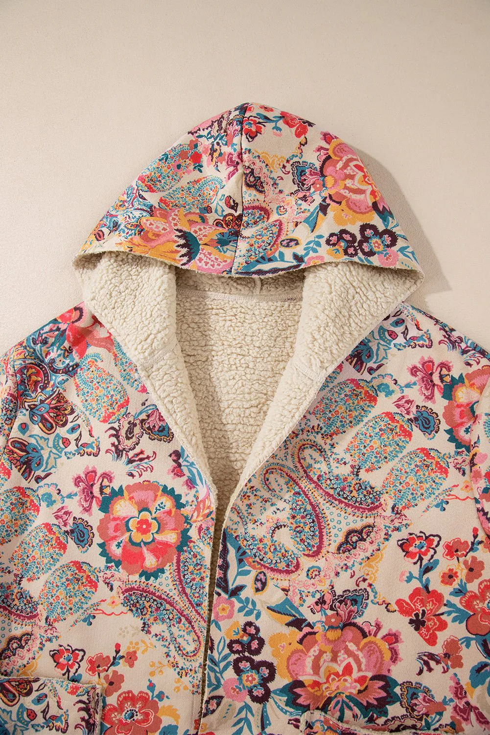 Floral Sherpa Open Front Jacket - Image 12