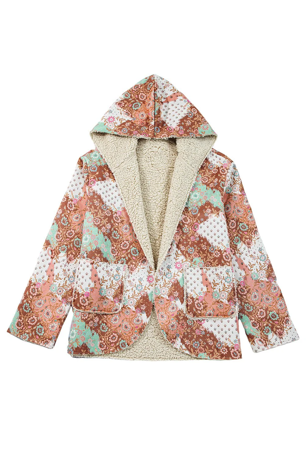 Floral Sherpa Open Front Jacket - Image 15