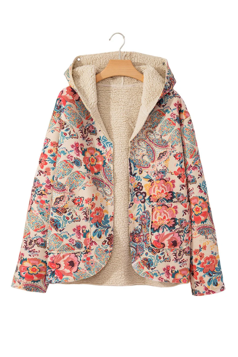 Floral Sherpa Open Front Jacket - Image 17
