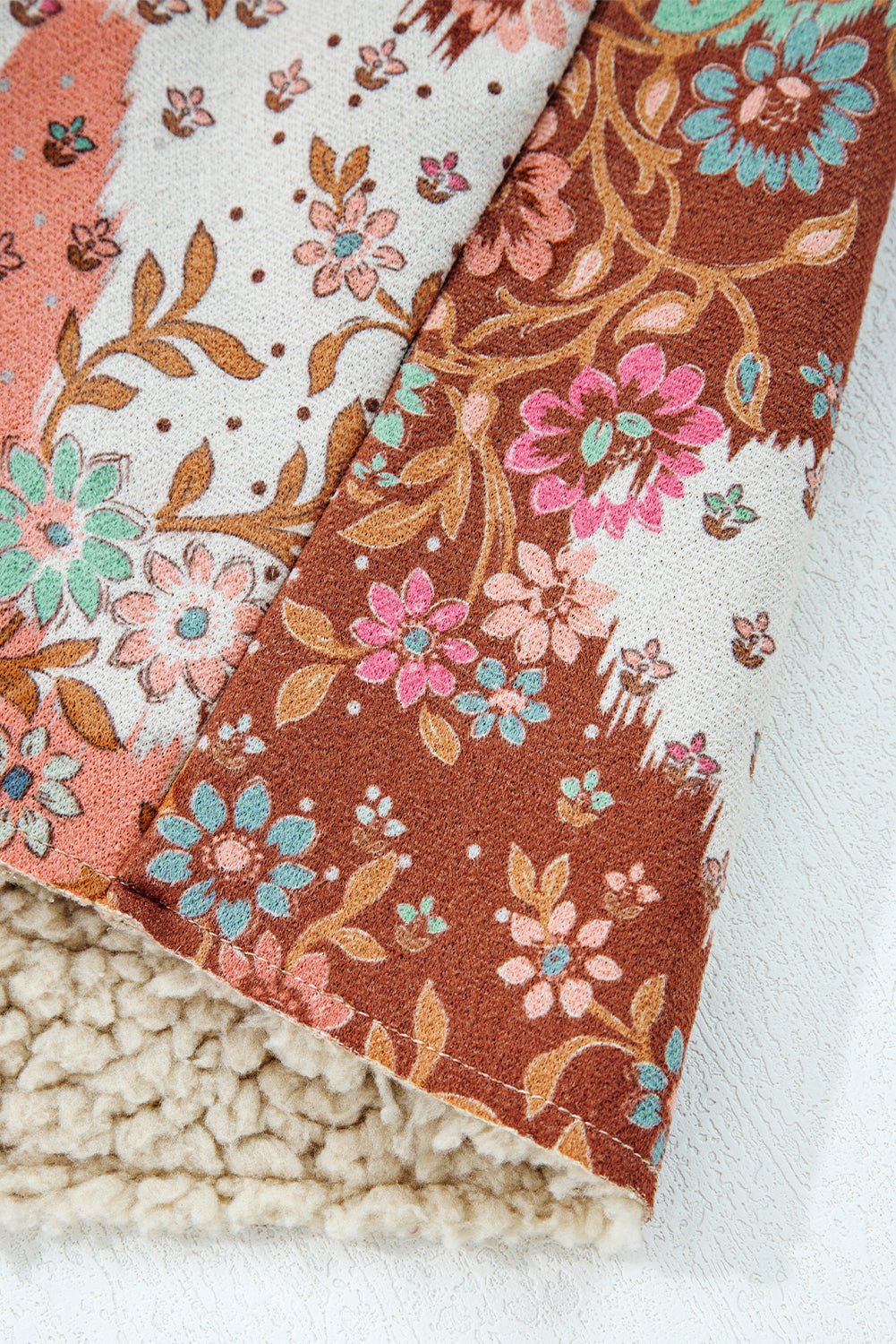 Floral Sherpa Open Front Jacket - Image 18