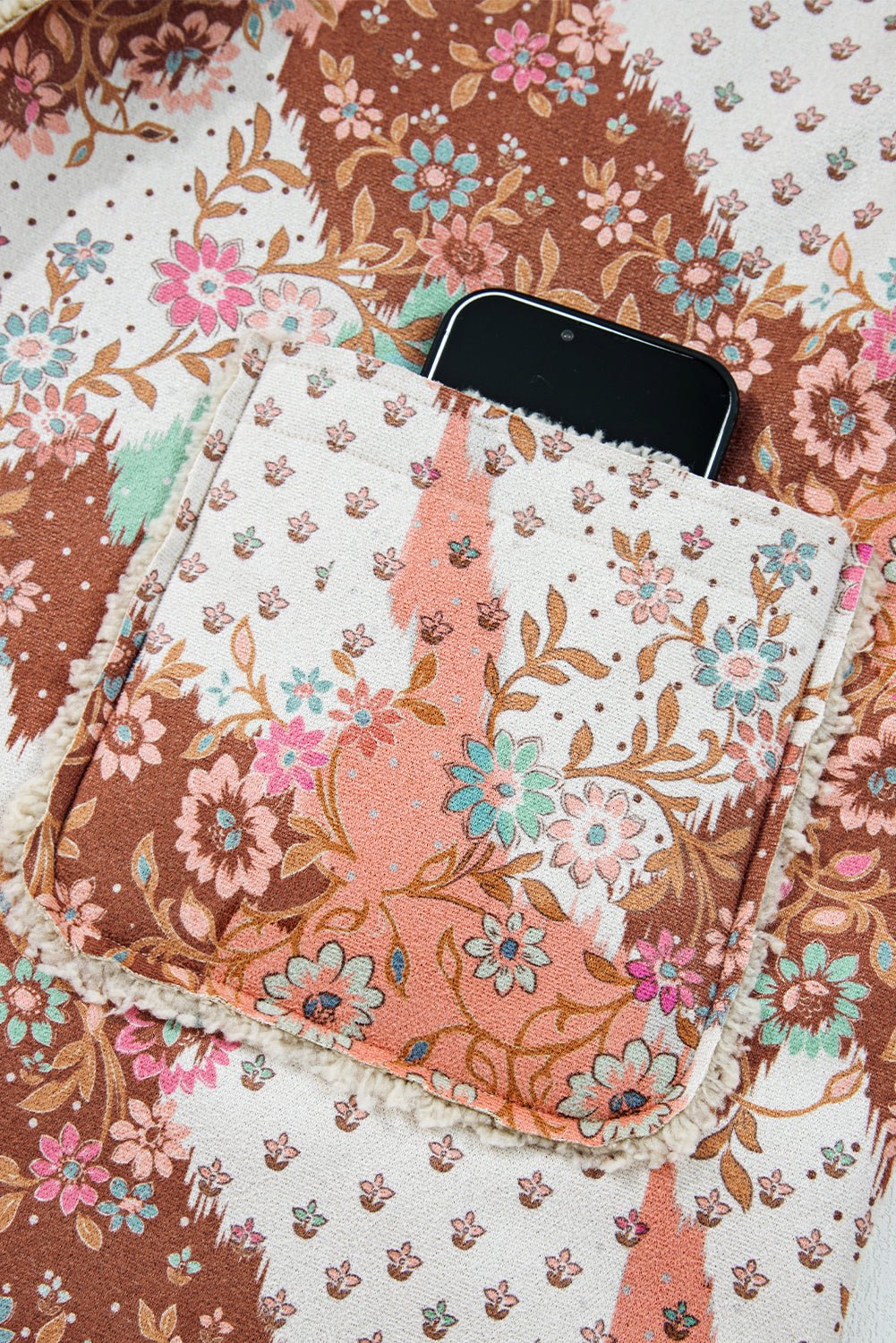 Floral Sherpa Open Front Jacket - Image 19