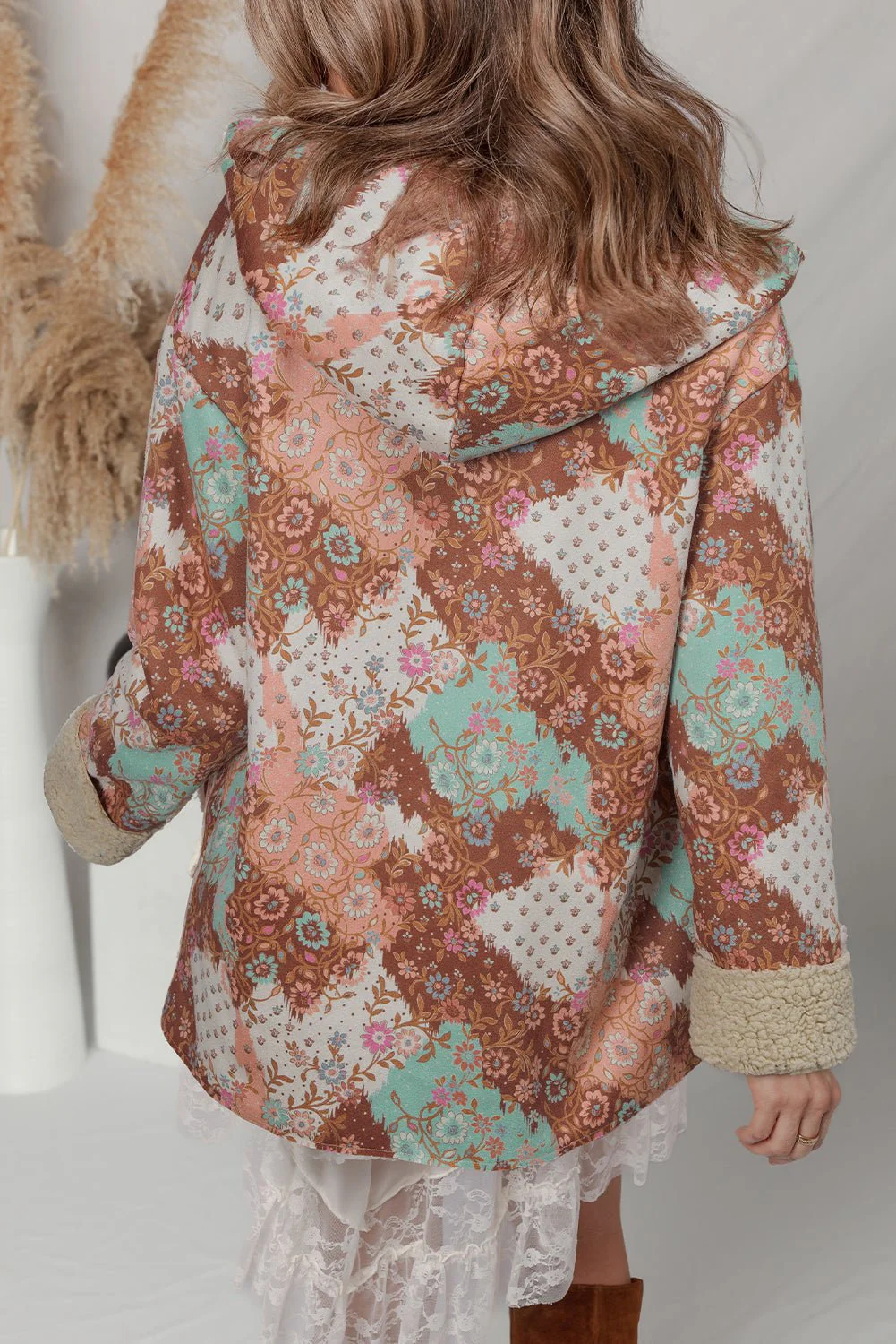 Floral Sherpa Open Front Jacket - Image 26