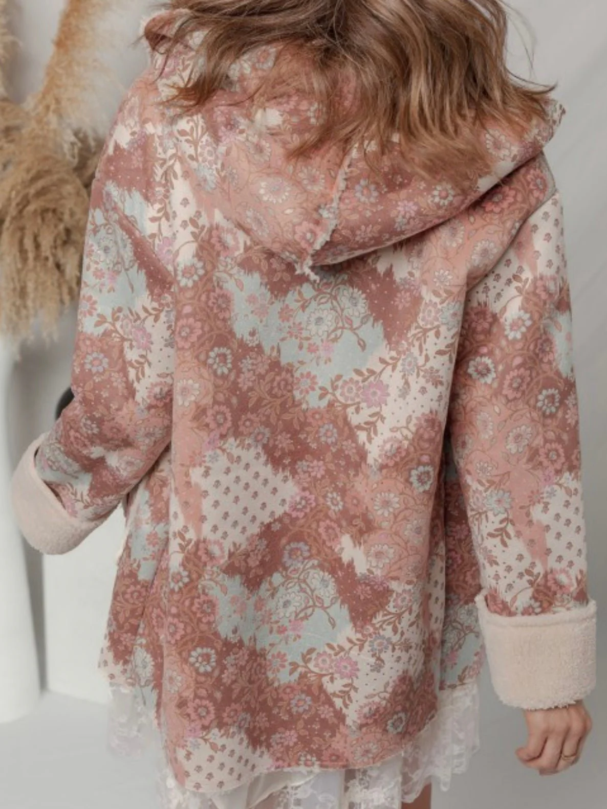 Floral Sherpa Open Front Jacket - Image 32