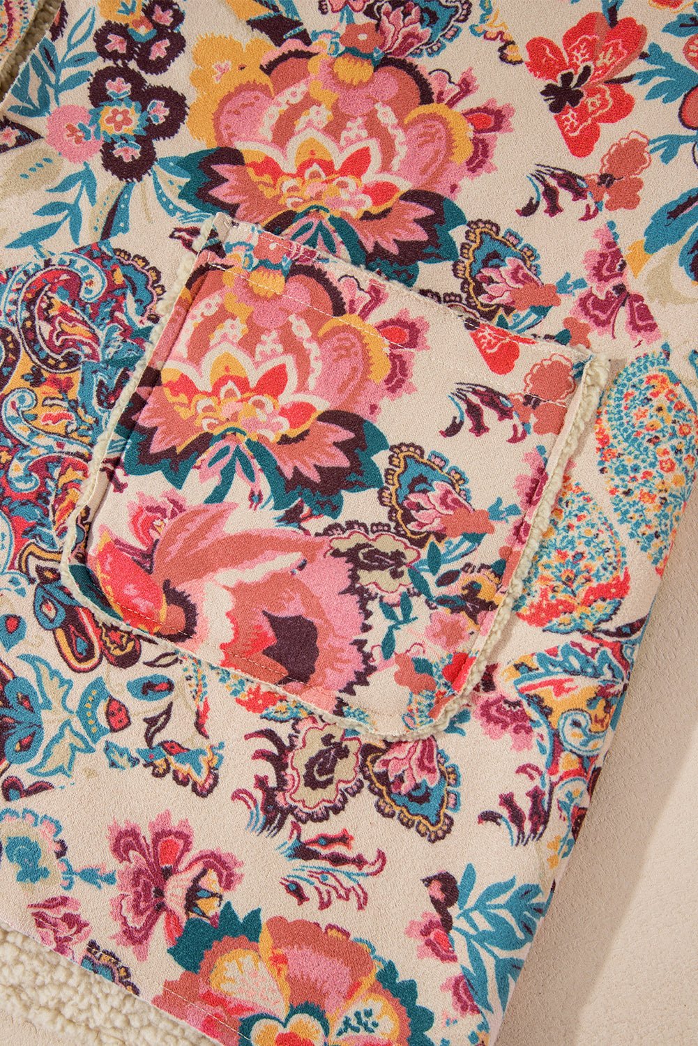 Floral Sherpa Open Front Jacket - Image 6