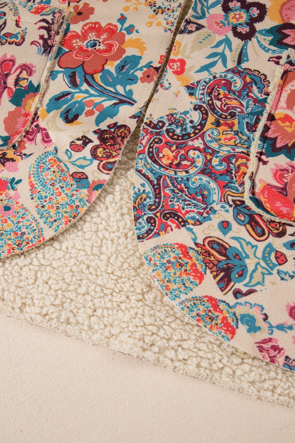 Floral Sherpa Open Front Jacket - Image 8