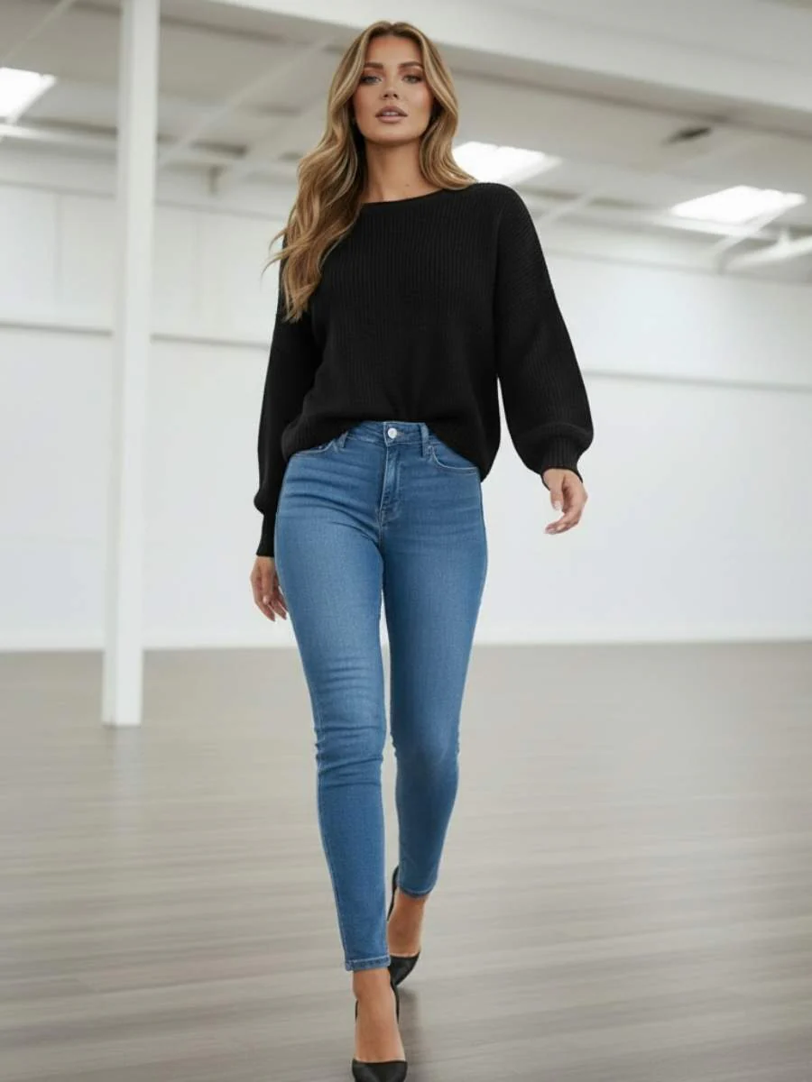 Bow Back Bubble Sleeve Sweater - Image 5