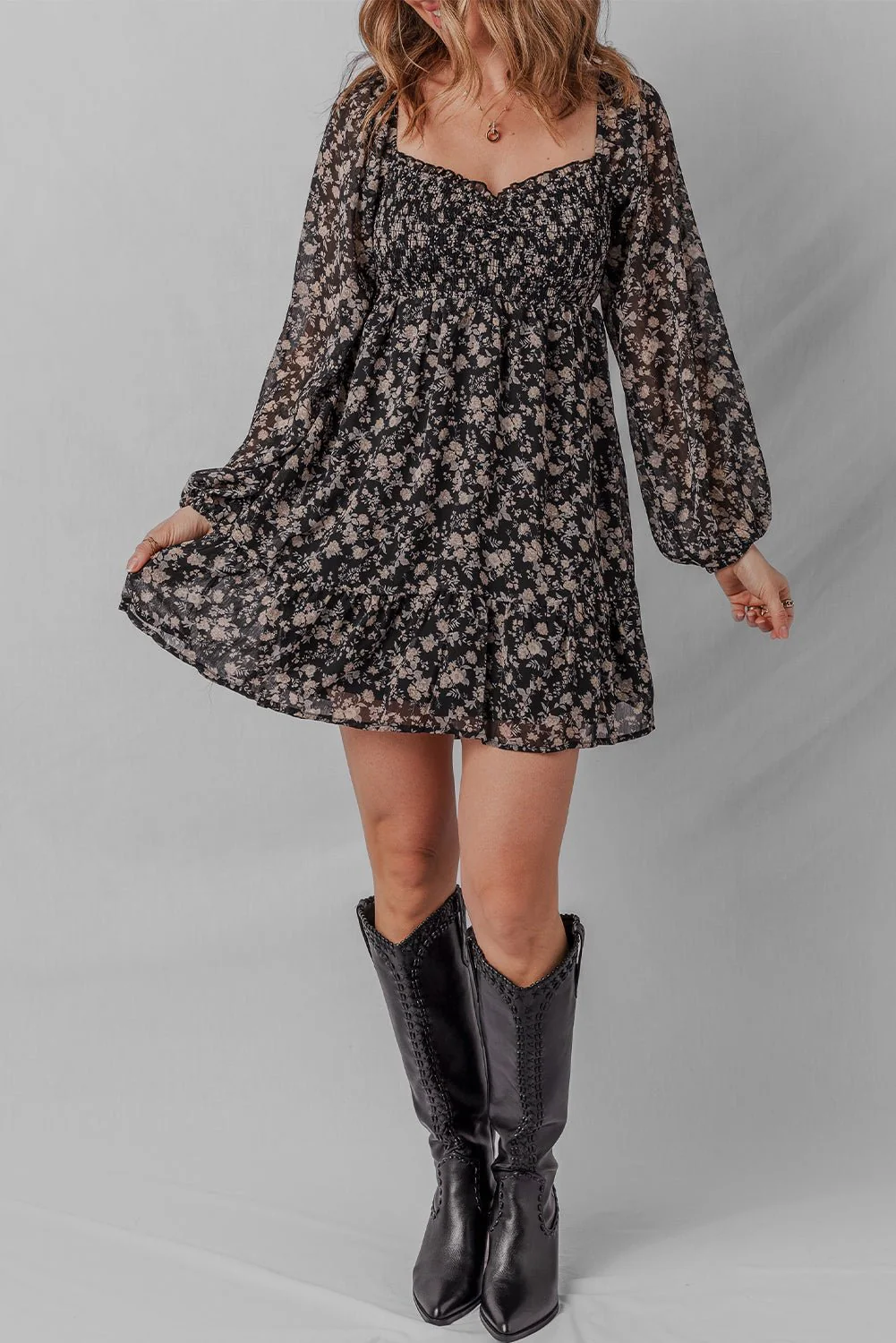 Midnight Bloom Mini Dress - Image 5