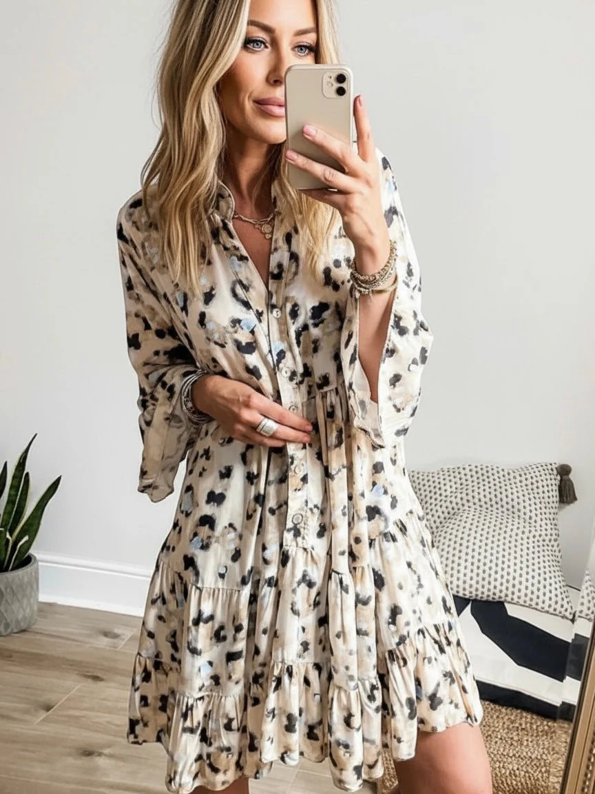 Icy Blue Leopard Tunic Dress - Image 3