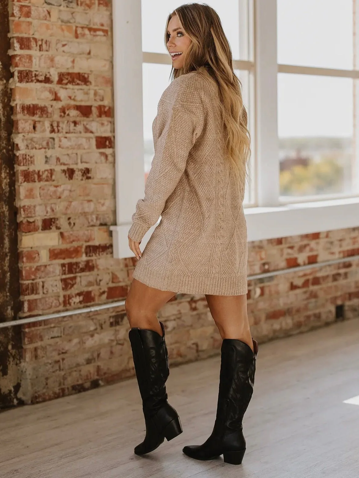 Candace Cable Knit Sweater Dress - Image 3