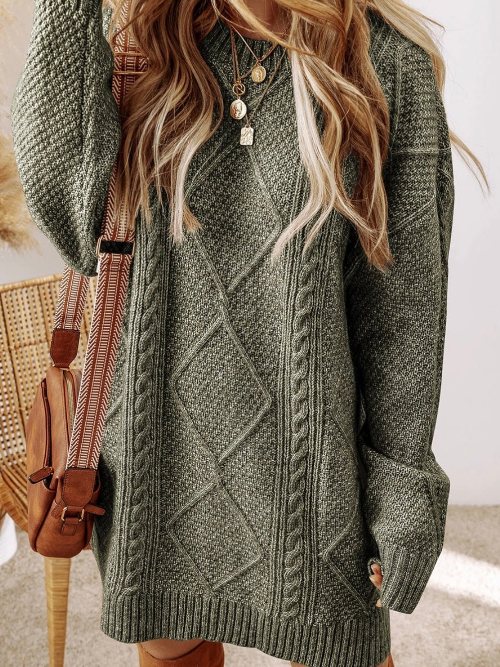 Candace Cable Knit Sweater Dress - Image 6
