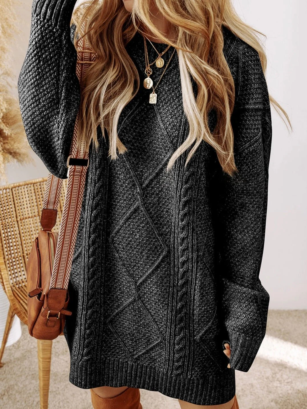 Candace Cable Knit Sweater Dress - Image 5
