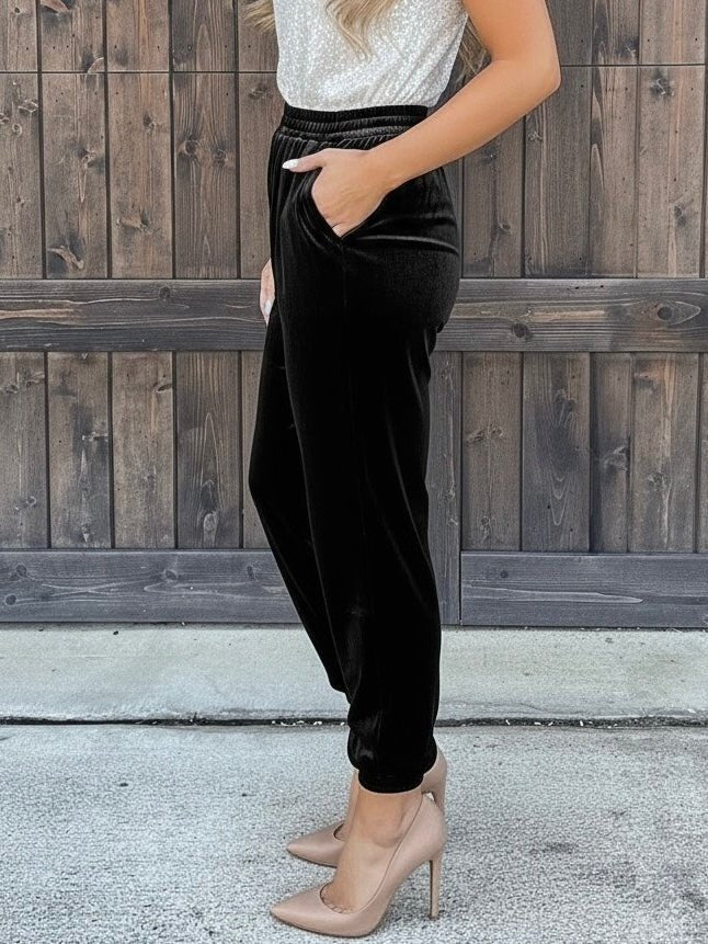 Noir Luxe Velvet Joggers - Image 5