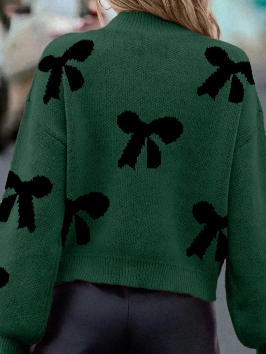 Emerald Pearl Bow Sweater - Image 2