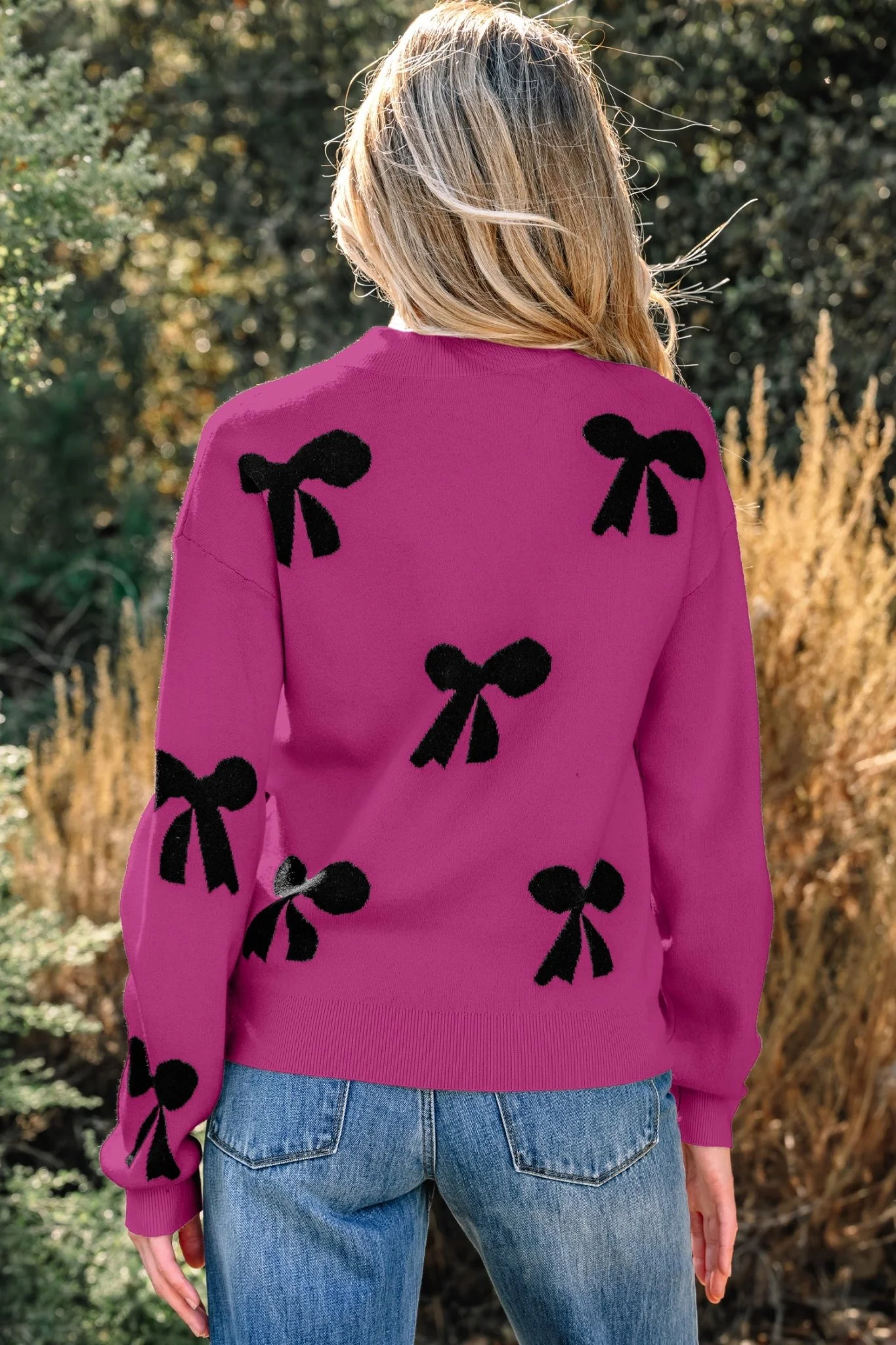 Emerald Pearl Bow Sweater - Image 4