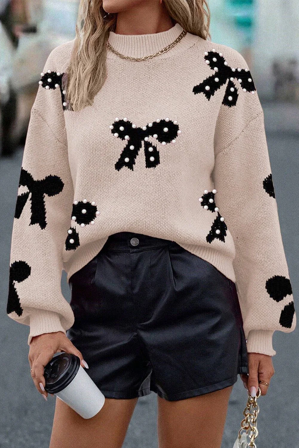 Emerald Pearl Bow Sweater - Image 5