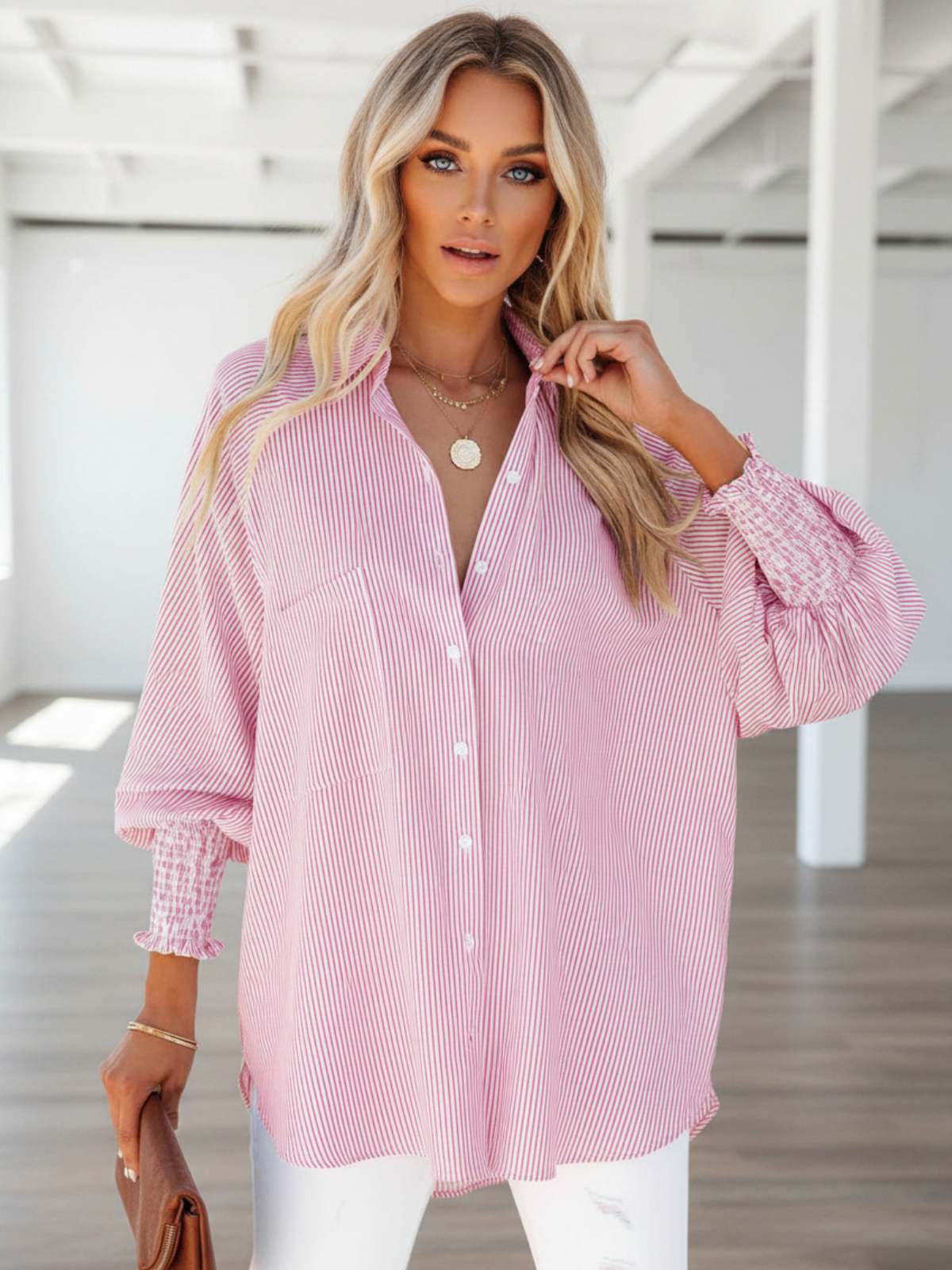 Coastline Stripe Button-Up Top - Image 2