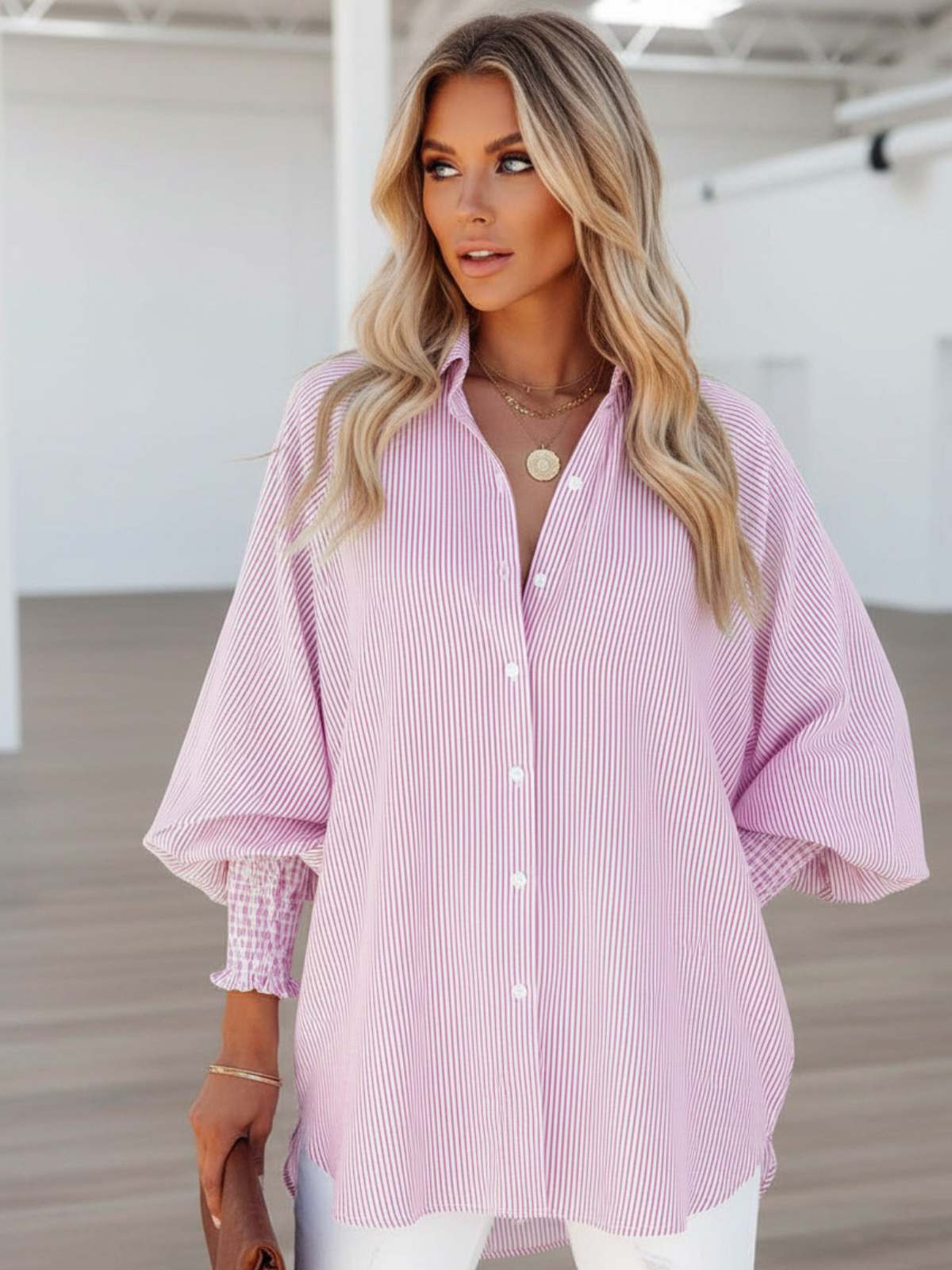 Coastline Stripe Button-Up Top - Image 26