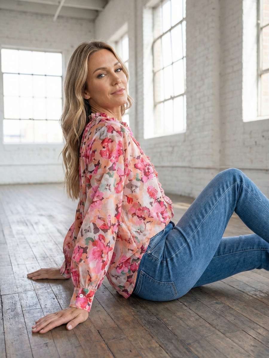 Blush Garden Frill Blouse - Image 2