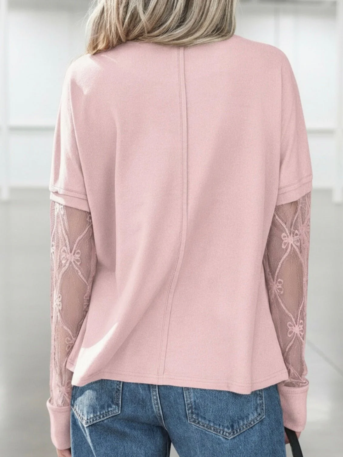Blush Ribbon Sleeve Top - Image 3