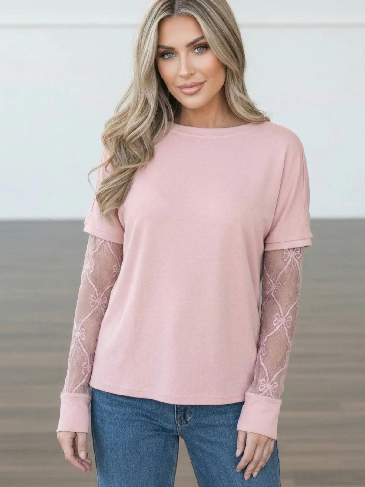 Blush Ribbon Sleeve Top - Image 4
