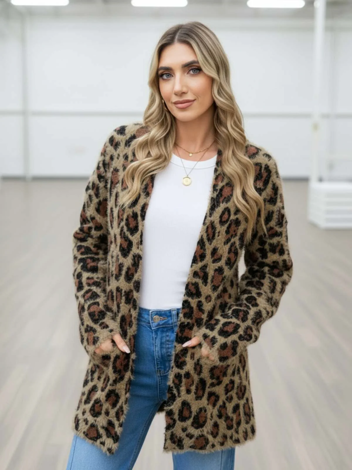 Toasted Leopard Fuzzy Cardigan - Image 2