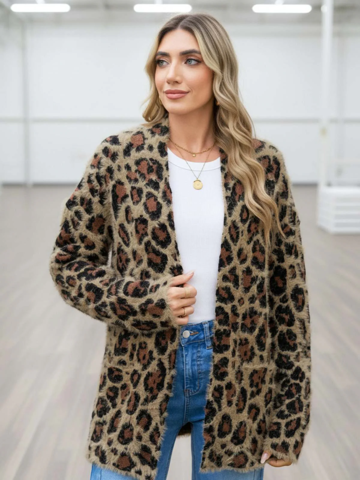 Toasted Leopard Fuzzy Cardigan - Image 3