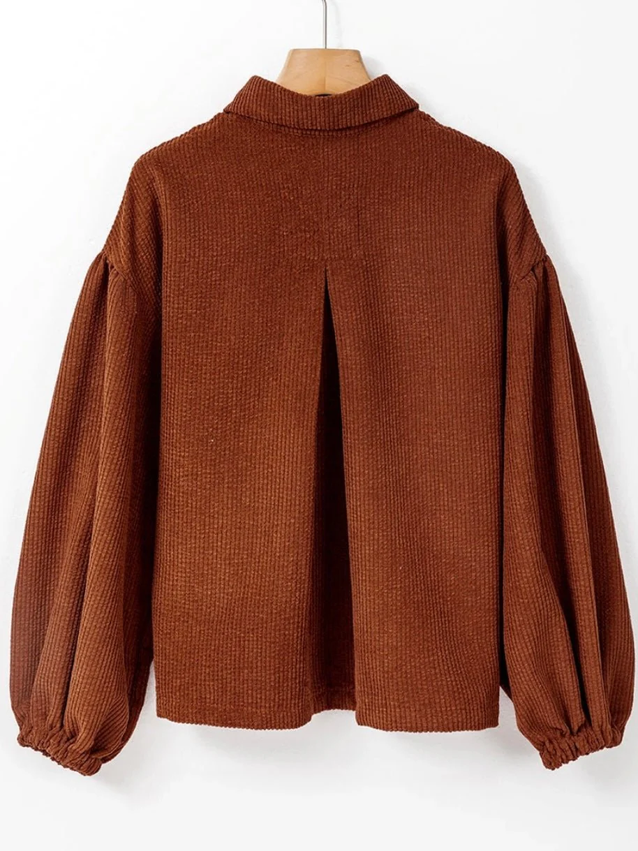 Coffee Corduroy Shacket - Image 7
