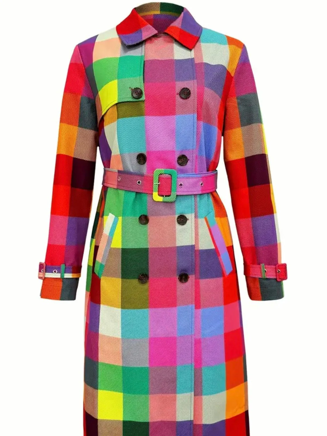 Colorburst Plaid Trench - Image 3
