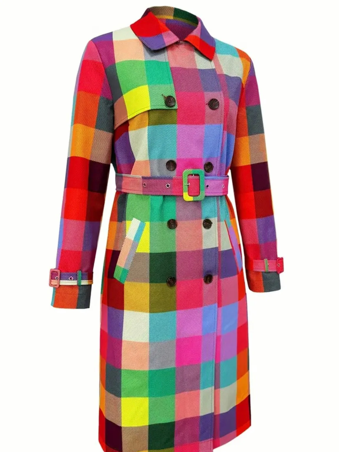 Colorburst Plaid Trench - Image 4