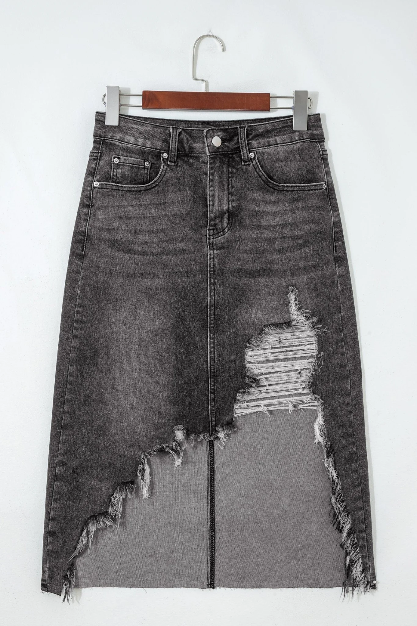 Onyx Cut Denim Skirt - Image 4