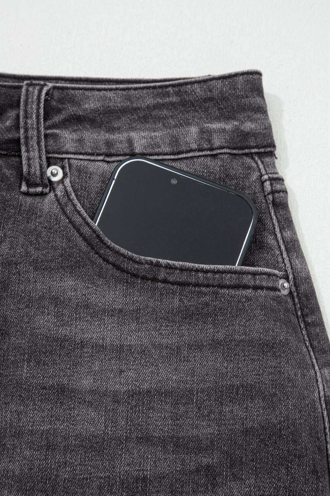 Onyx Cut Denim Skirt - Image 8