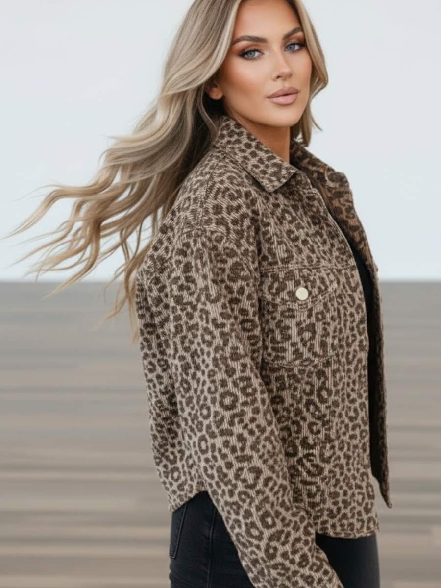 Leopard Print Corduroy Jacket - Image 6
