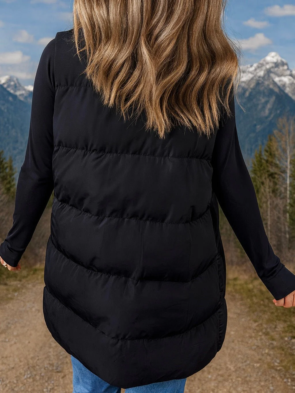 Dark Night Long Puffer Vest - Image 3
