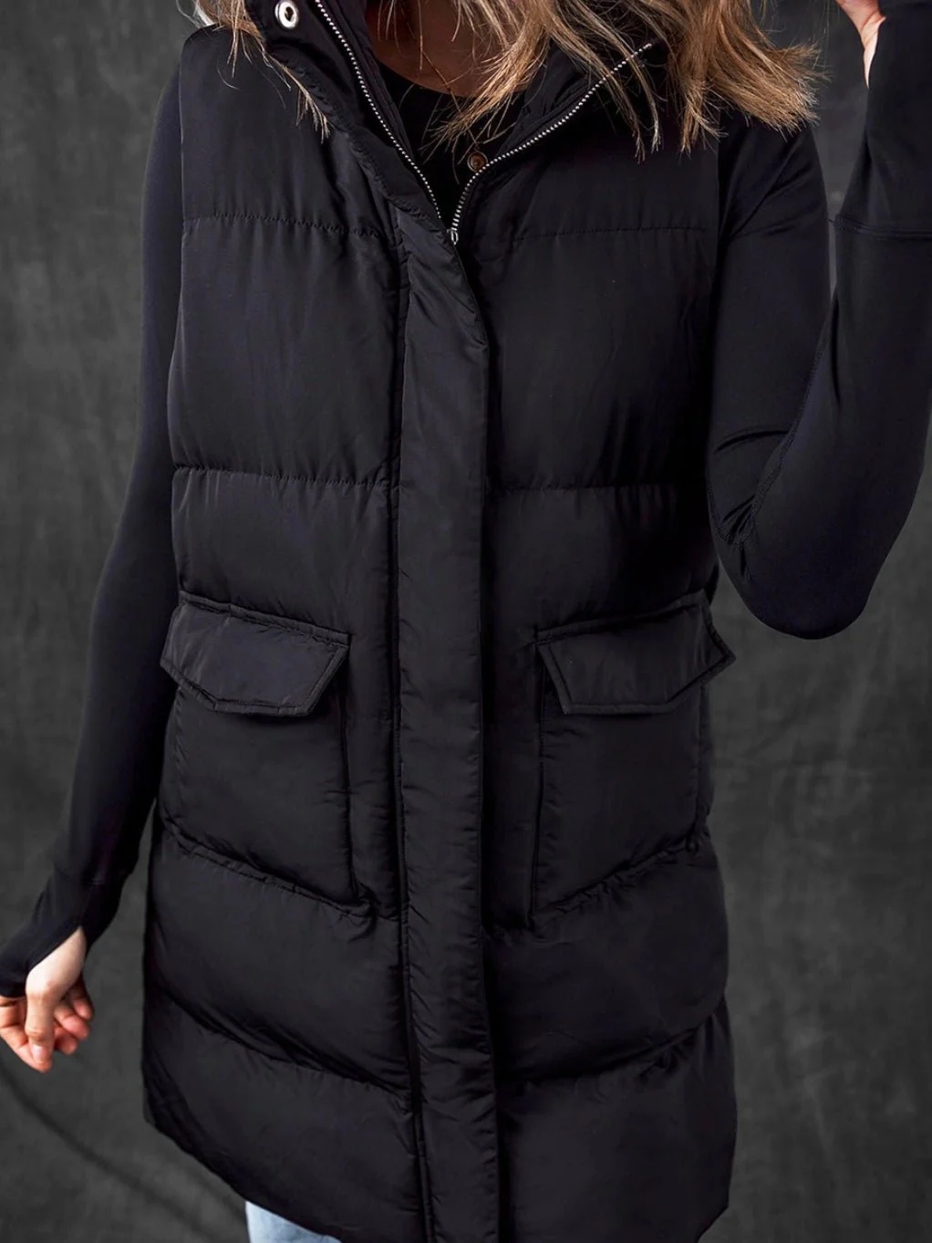 Dark Night Long Puffer Vest - Image 4