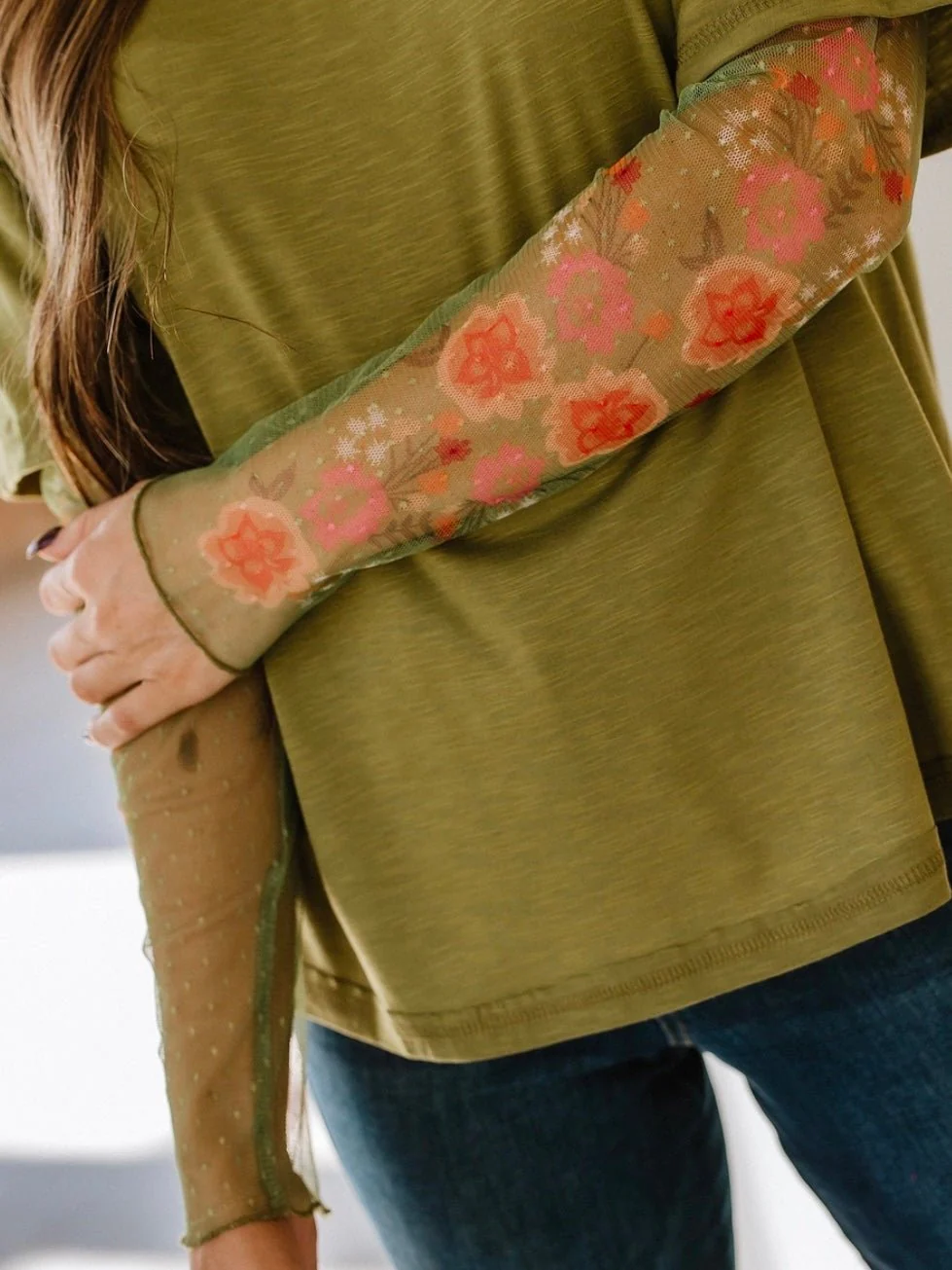 Double It Mesh Sleeve Tee - Image 7