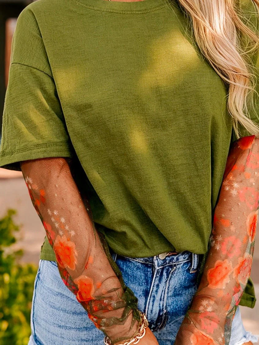Double It Mesh Sleeve Tee - Image 8