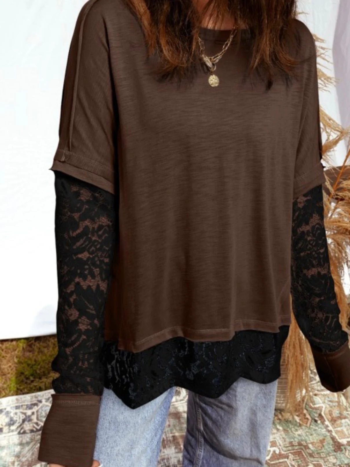 Espresso Lace Layer Top - Image 3