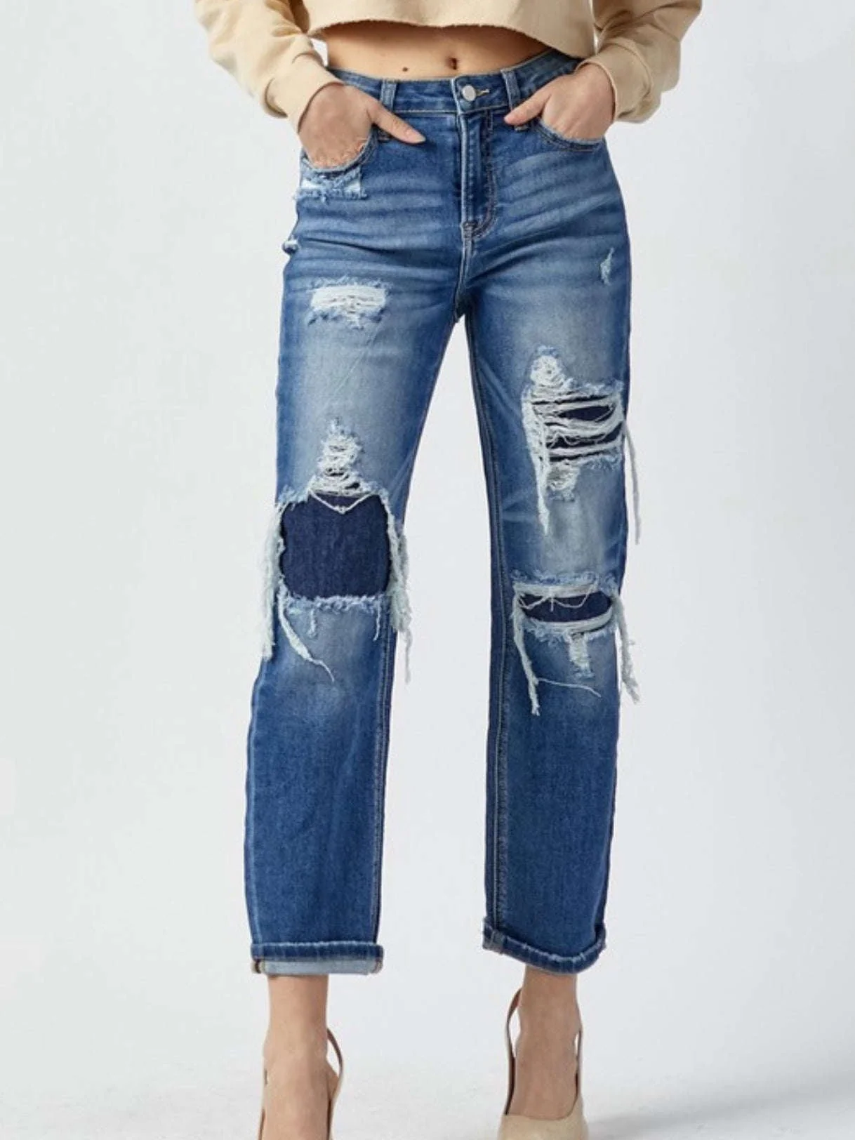 Lourdes Distressed Denim Jeans - Image 4