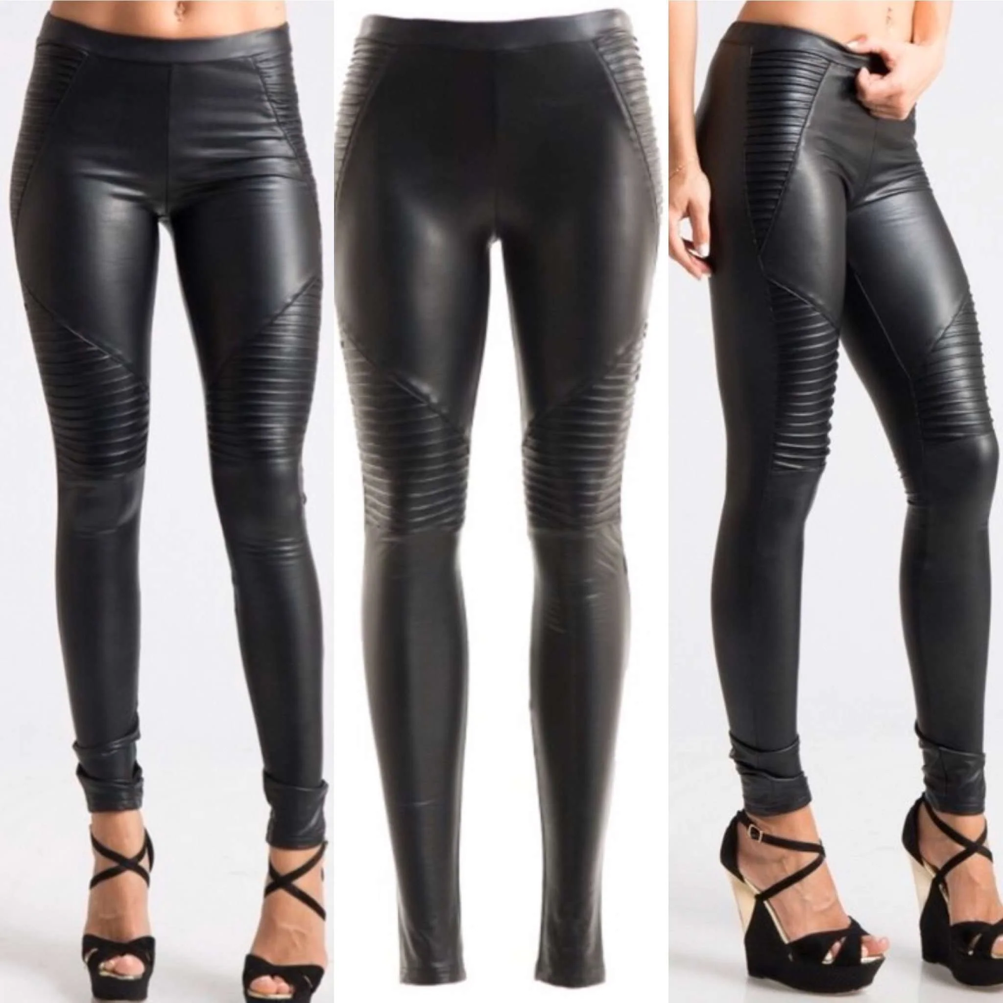 Faux Leather Moto Leggings - Image 13