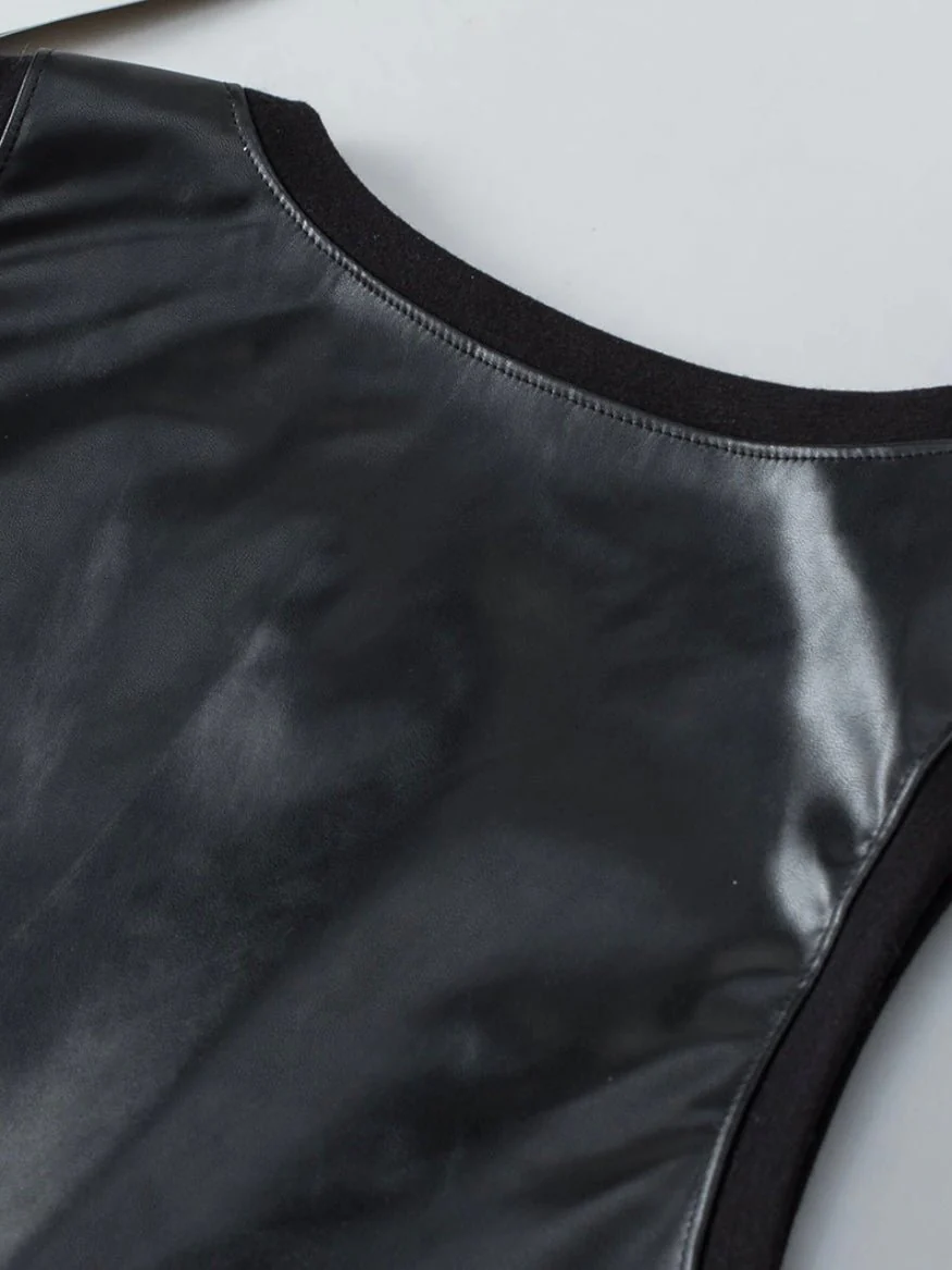 Faux Leather Racerback Tank Top - Image 6