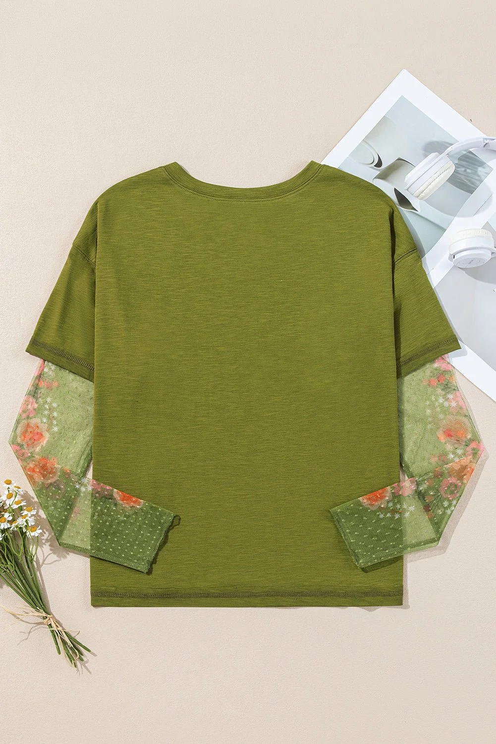 Double Green Mesh Sleeve Tee - Image 5