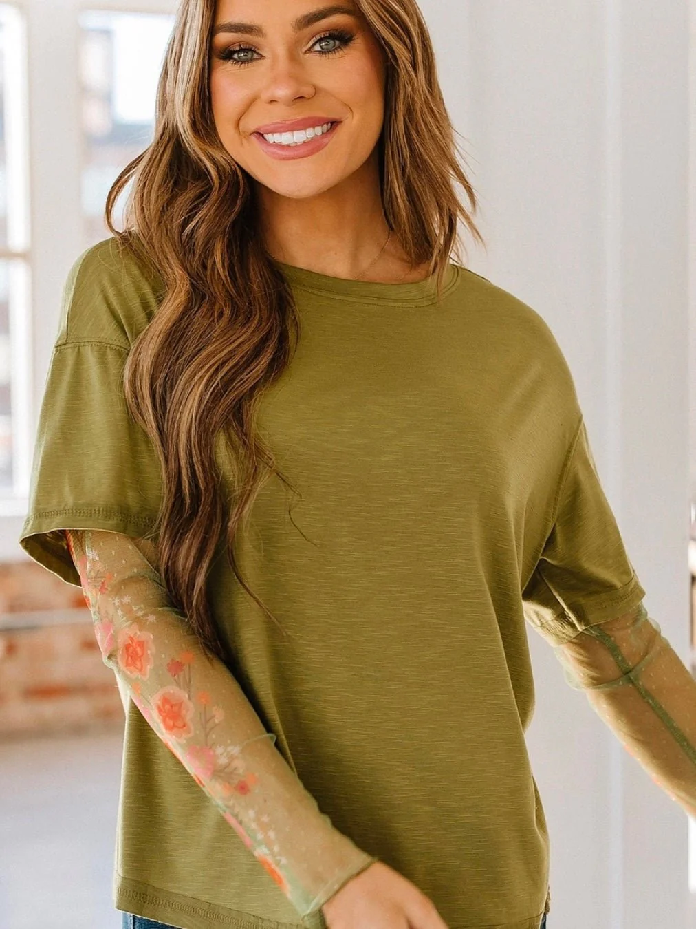 Double It Mesh Sleeve Tee - Image 4