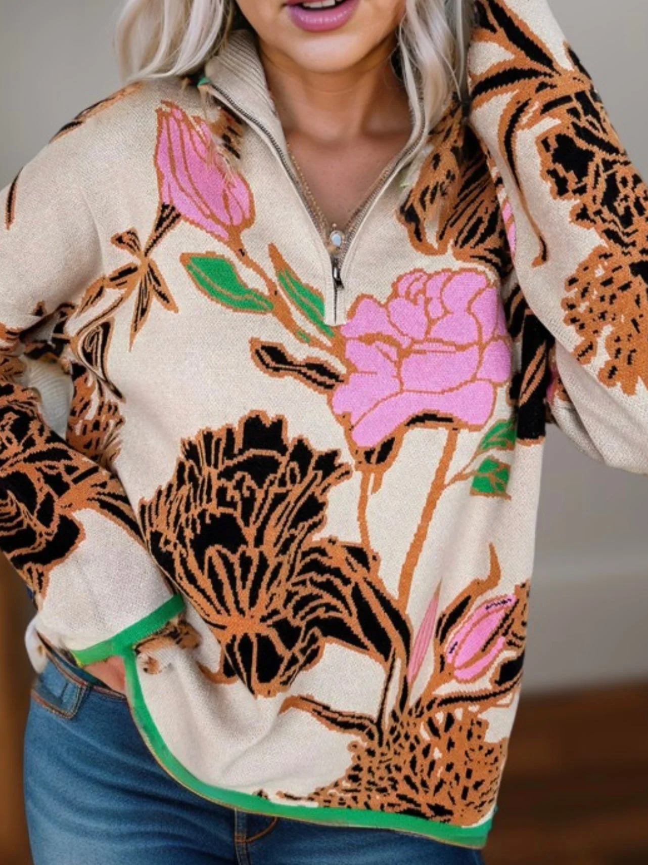Flora & Fierce Quarter-Zip Pullover - Image 4