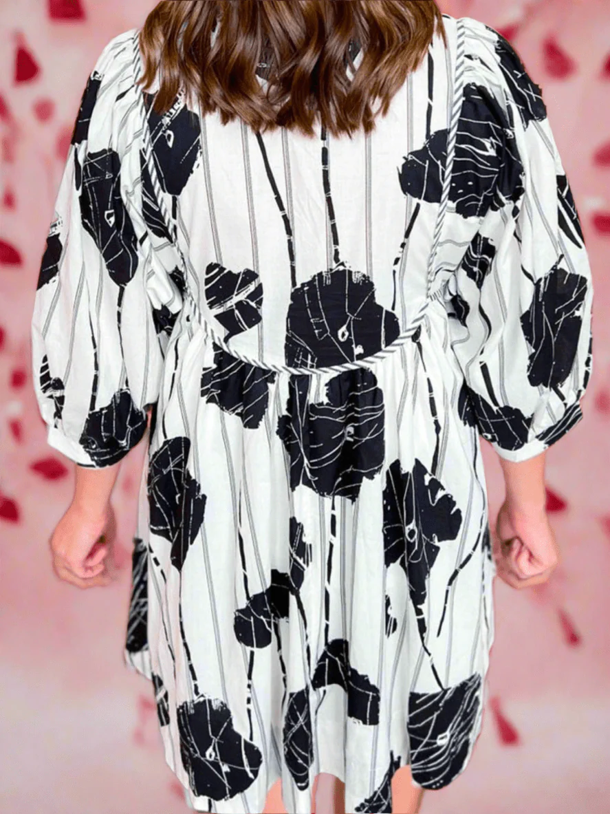 Floral Noir Mini Dress - Image 4